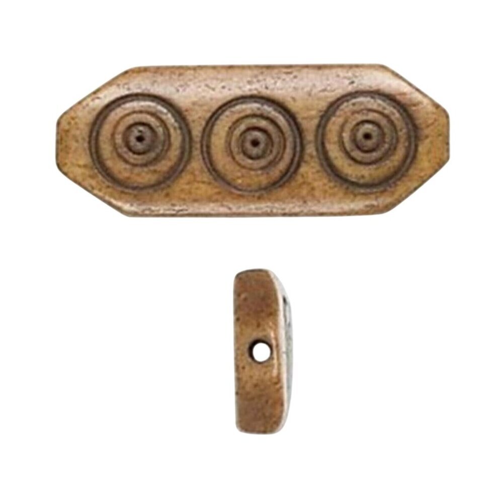 India Tribal Carved Concentric Circles Brown Black Yak Bone 30mm Pendant Bead